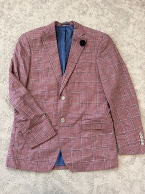 Hart Schaffner Marx Pink Windowpane Blazer with Blue Check